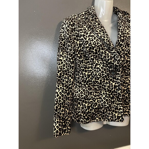 Kasper Blazer Womens 10P Leopard Animal Print Single Button Jacket Petite Brown - Picture 2 of 9